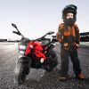 Electric Motorcycle for Kids, kids ride on motorcycle, 12V Electric Dirt Bike with Training Wheels, Hand Racing Foot Brake,PU seat