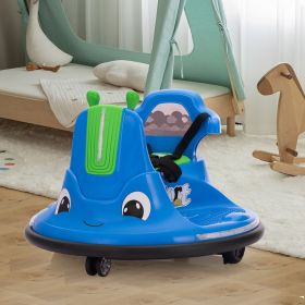 12V Snail-Shaped Kids Electric Bumper Car with Remote Control, Ride On Car with LED Lights, Music, 360 Degree Rotate, Toddler Race Toys, 3-8 Years Old (Color: As Picture)