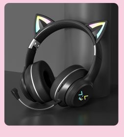 Headset Bluetooth headset foldable plug card ear return reading headset (Color: Black)