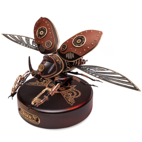 Robotime Rokr Metal 3D Puzzles Games Rhinoceros Beetle Punk Style Gift For Birthday Easy Assembly Mechanical Design Toys - MI01 (Option: MI01)
