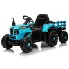 Ride on Tractor with Trailer,24V 400W Powered Electric Tractor Toy w/Remote Control,electric car for kids,Three speed adjustable,Power display, USB