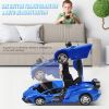 2.4G Remote Control Car; Transform Robot RC Cars Contains All Batteries: One-Button Deformation and 360 Degree Rotating Drifting; Present Christmas Bi